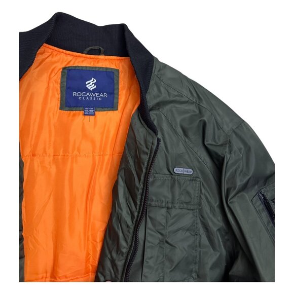 ROCAWEAR Oversized Army Streetwear Bomber Puffer Jacket Vintage Y2K Mens 5XL - Picture 3 of 5
